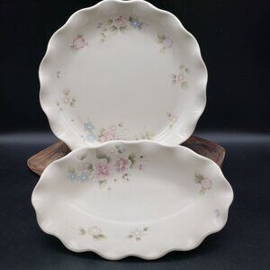 Pfaltzgraff Tea Rose Fluted Serving Dish & Relish Dish Set Floral USA Mexico